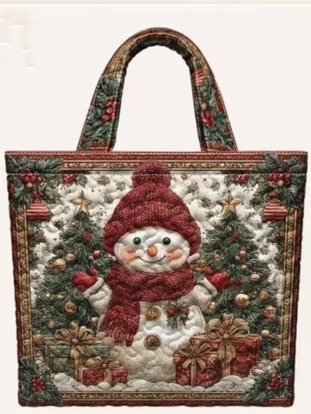 QUILTED CHRISTMAS SNOWMAN TOTE